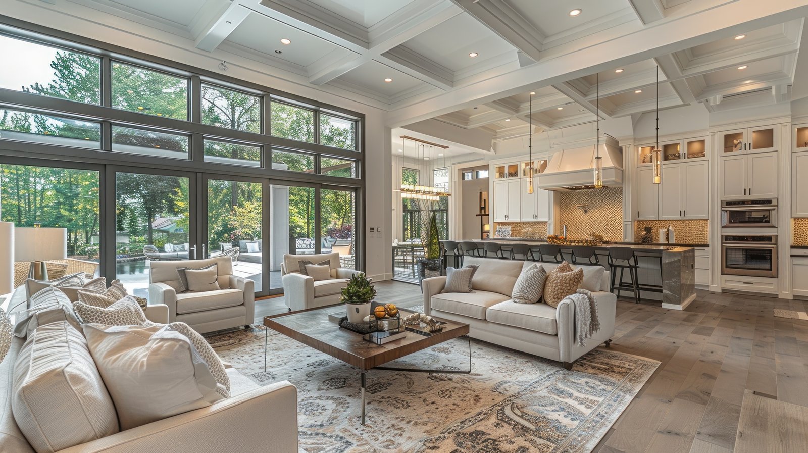 Coffered ceiling in a Toronto living room